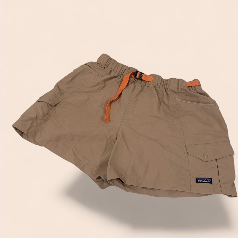 Patagonia Tan Cargo Shorts with Orange Web Belt Unisex